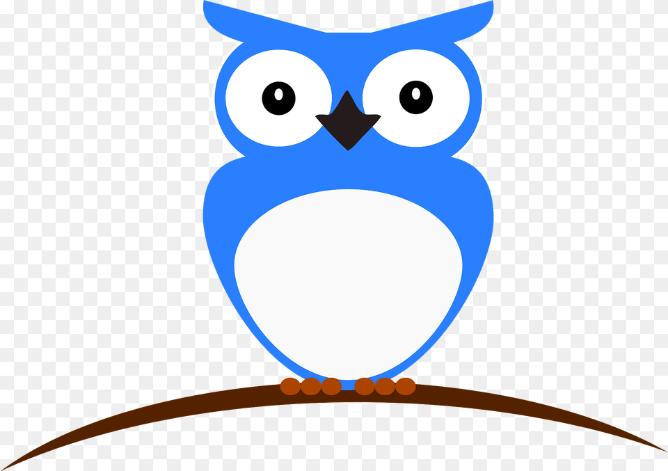 Blue Owl On Branch Clipart, Animal, Bird, Fish, Sea Life Png Image