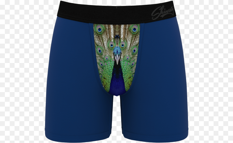 Blue Peacock Pattern Ball Hammock Boxer Brief Board Short, Clothing, Underwear, Animal, Bird Png