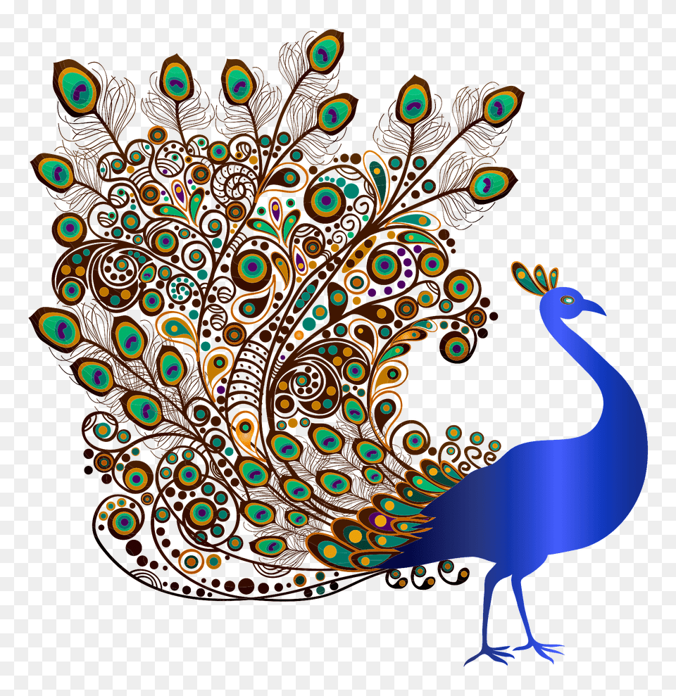 Blue Peacock With Abstract Feathers Clipart, Pattern, Animal, Bird Free Png Download