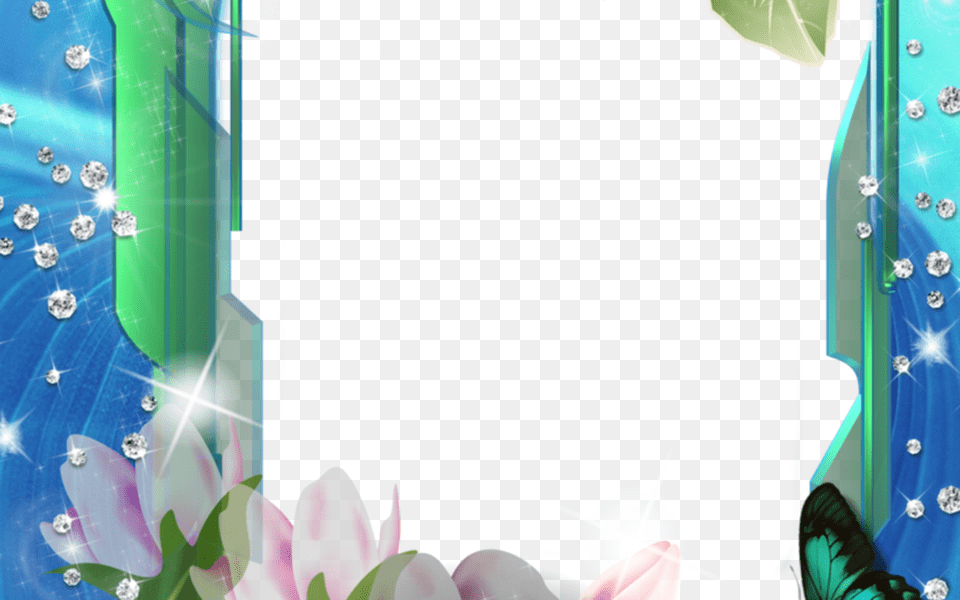 Blue Photo Frame With Corner Design Flower Frame Wallpaper, Art, Graphics, Pattern, Floral Design Png Image