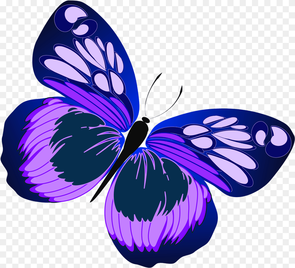 Blue Pink Purple Butterflies, Flower, Petal, Plant, Art Free Png Download