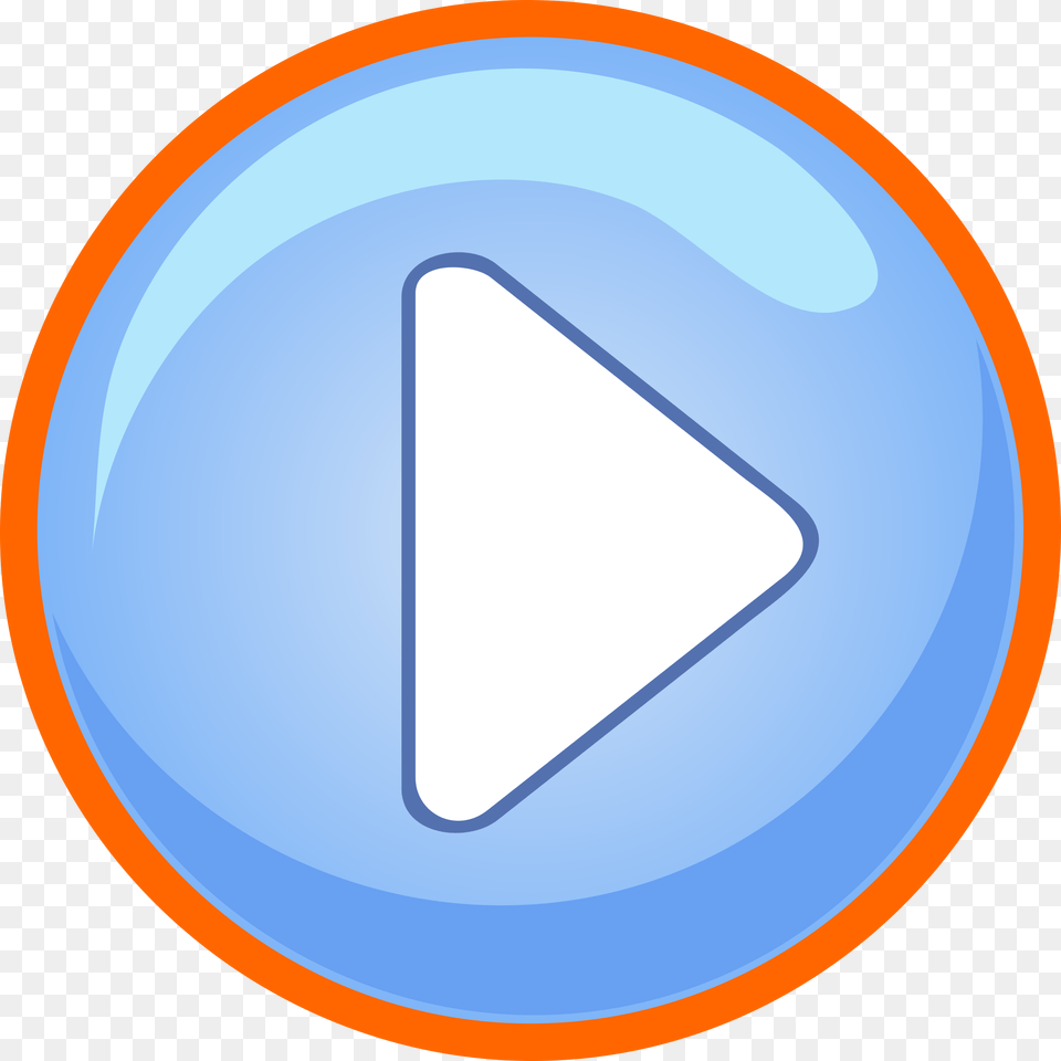 Blue Play Button With Focus Icons, Sign, Symbol, Triangle, Disk Free Png