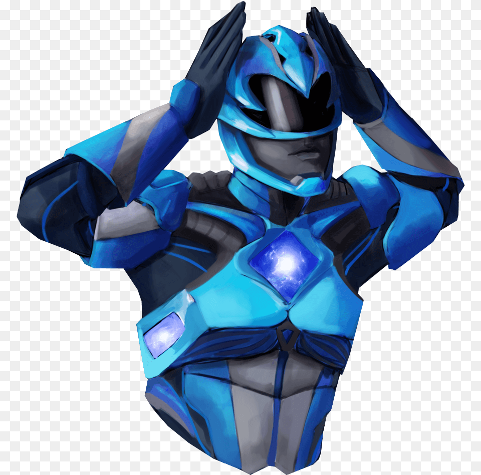 Blue Power Ranger Sticker See Through Clothing, Helmet, Adult, Male, Man Png