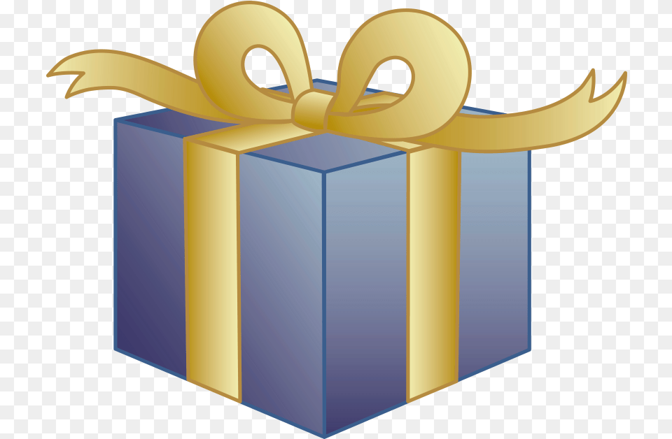 Blue Present With Golden Ribbon Clip Art Cartoon Gift Cartoon Christmas Present, Mailbox Free Transparent Png