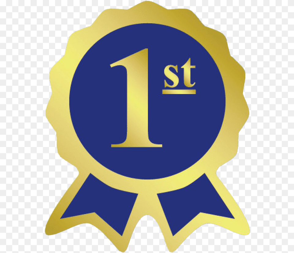 Blue Ribbon First Place Clipart First Place Ribbon, Badge, Logo, Symbol, Emblem Png Image