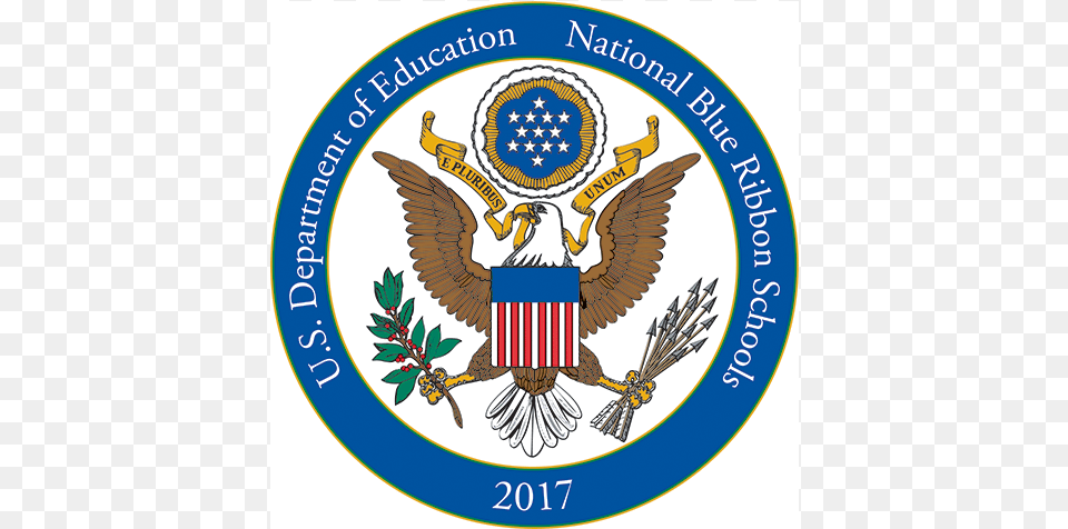 Blue Ribbon Logo National Blue Ribbon Schools Program, Badge, Emblem, Symbol, Animal Png Image