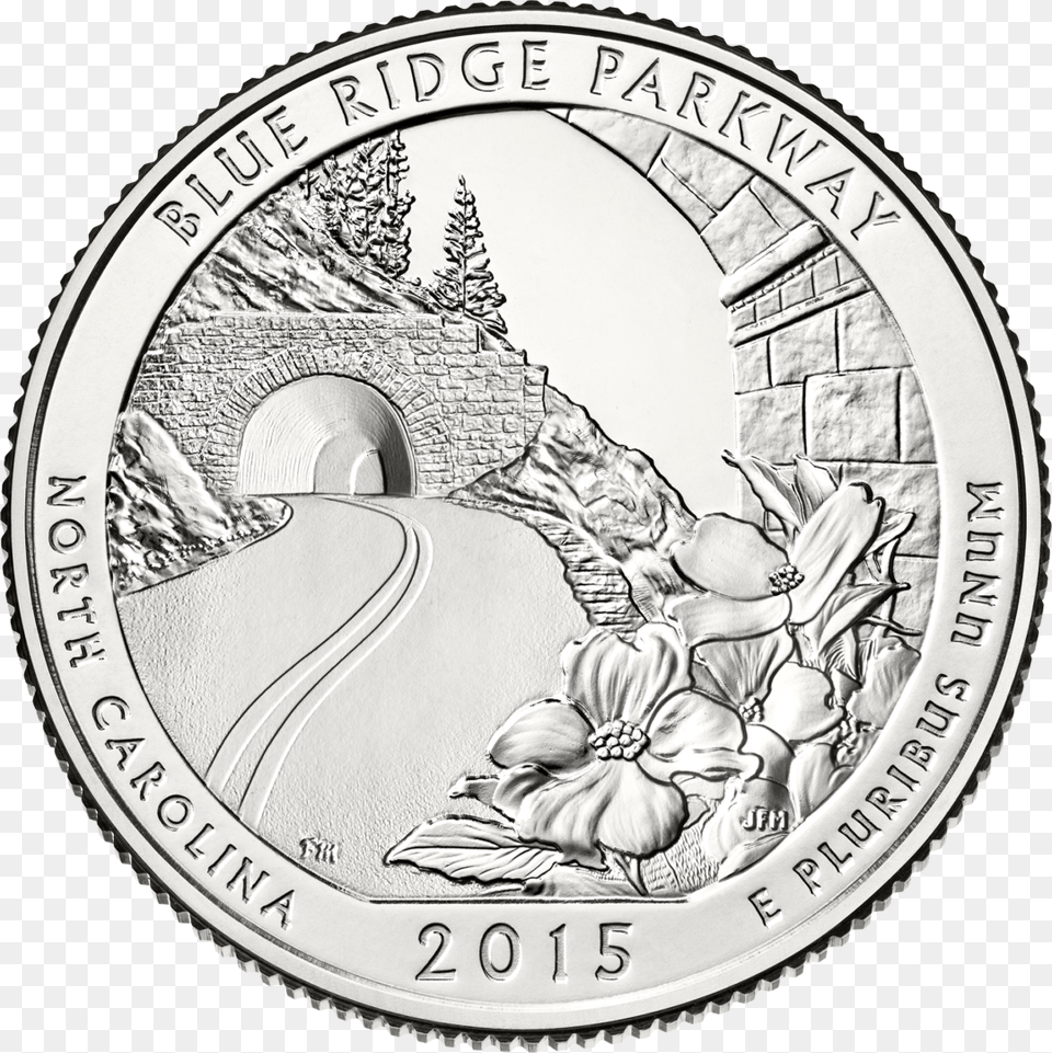 Blue Ridge Parkway Quarter Denver Mint United States Blue Ridge Parkway Quarter, Silver, Coin, Money Png Image