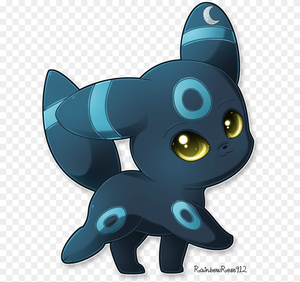 Blue Rings Not Yellow And Yellow Eyes Instead Of Pokemon Shiny Umbreon Chibi, Plush, Toy, Animal, Cat Free Png Download