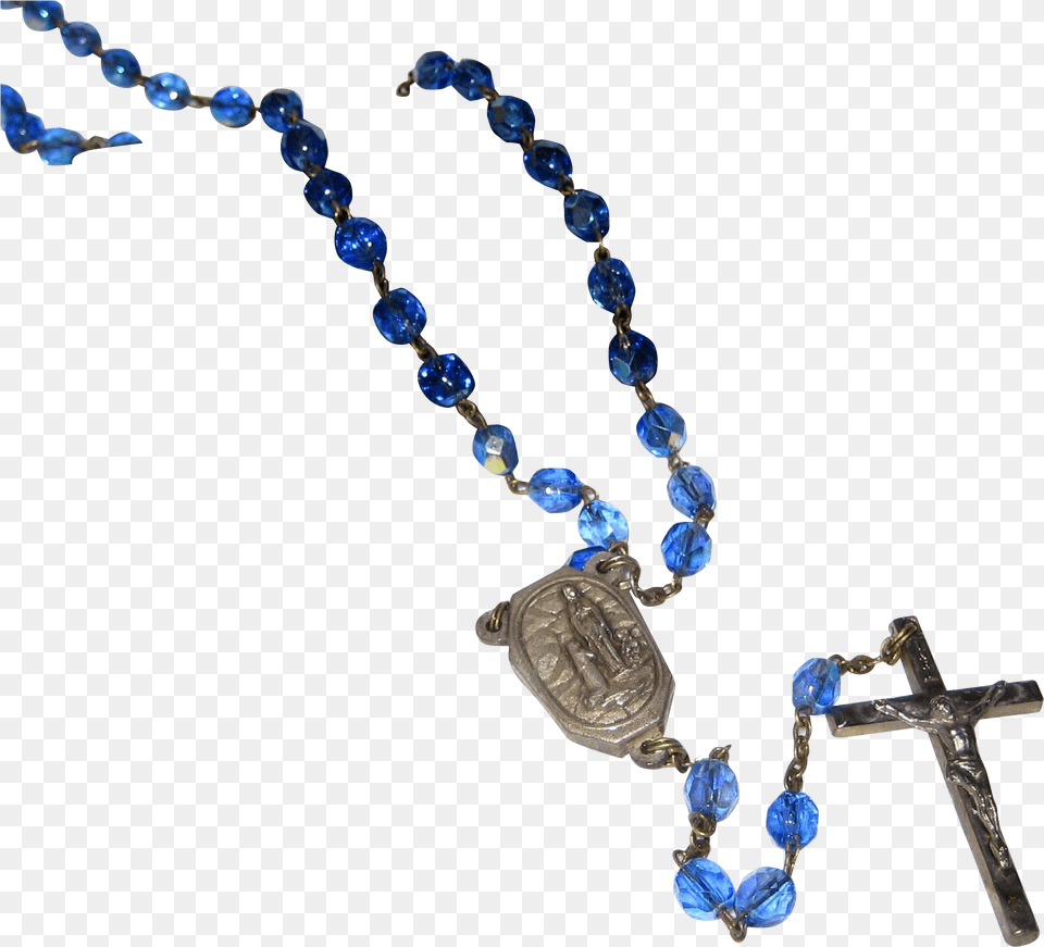 Blue Rosary Background, Accessories, Cross, Symbol, Jewelry Free Transparent Png