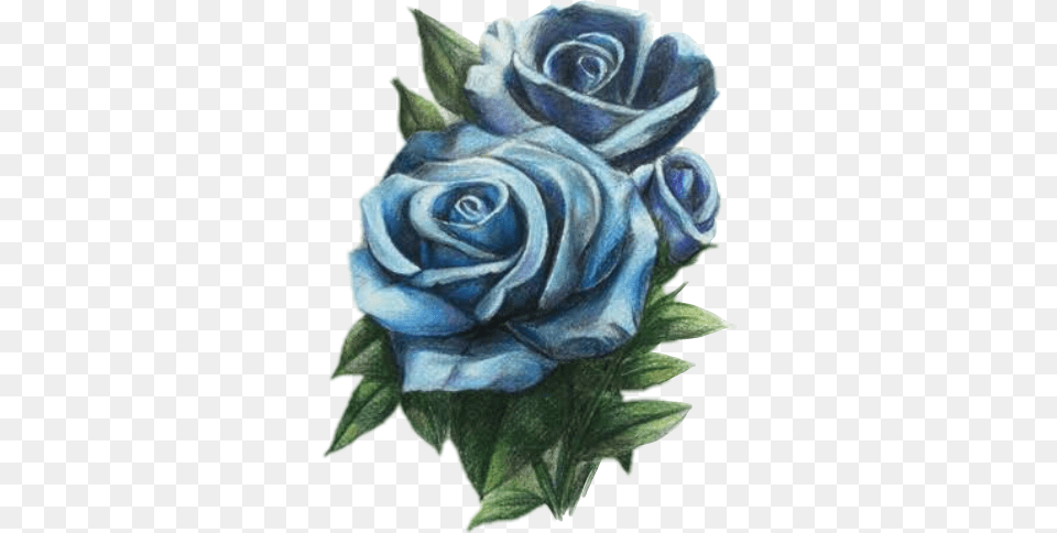 Blue Rose Aesthetic Kawaii Goth Sticker Green Blue Rose, Flower, Plant, Art, Flower Arrangement Png Image