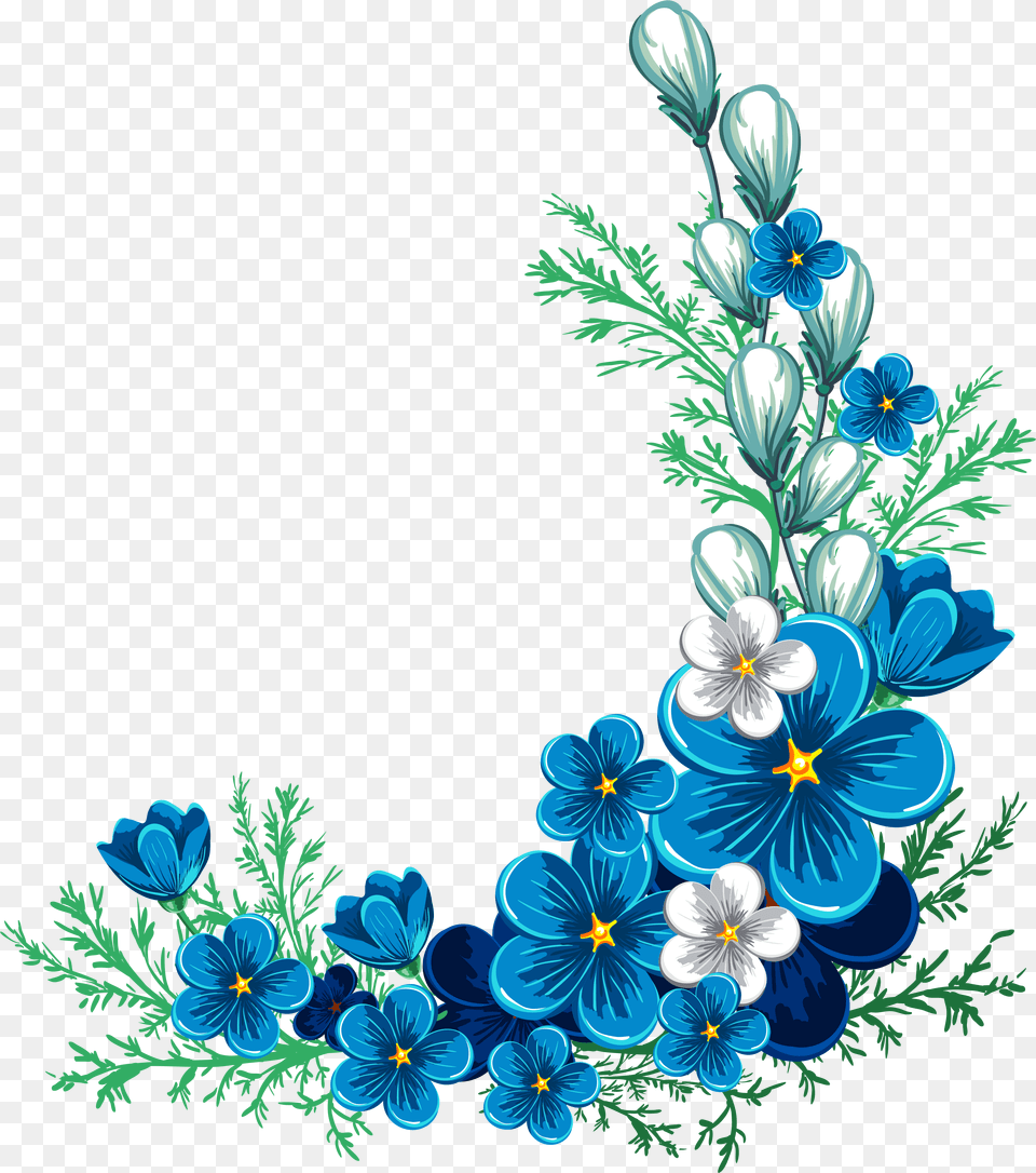 Blue Rose Border Clipart Flower Blue Flower Blue Flower Border, Art, Floral Design, Graphics, Pattern Free Transparent Png