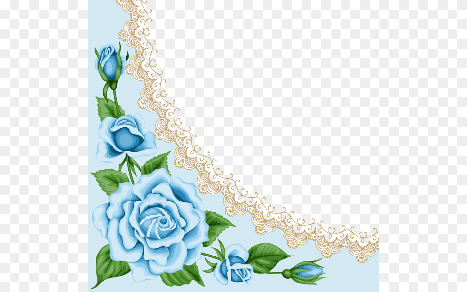 Blue Roses Border Clipart Blue Rose Clip Art Blue Rose Corner, Floral Design, Flower, Graphics, Pattern Free Png