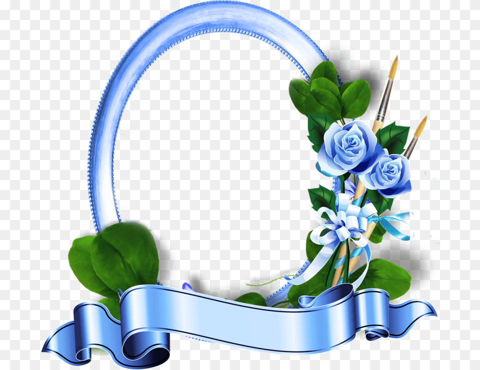 Blue Roses Frames Oval Photo Frame Clipart Full Size Oval Flower Frame, Art, Plant, Ikebana, Graphics Free Png