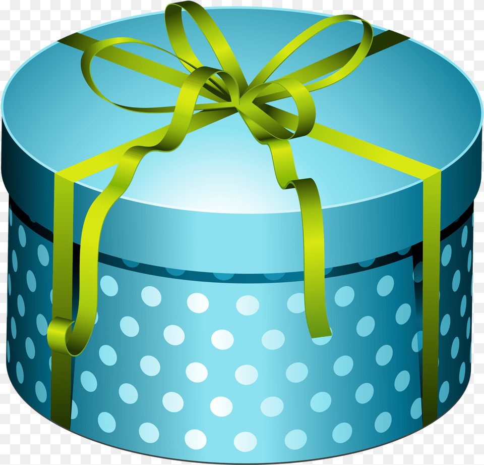 Blue Round Present With Bow Image Clipart Round Gift Clipart Free Transparent Png