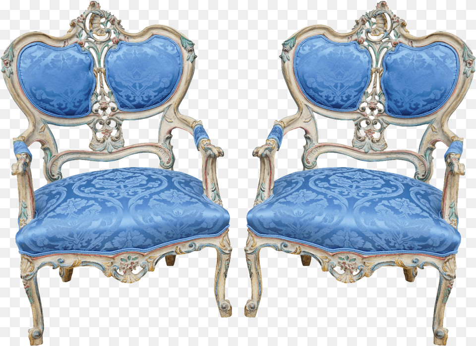 Blue Royal Chair, Furniture, Armchair Free Png Download
