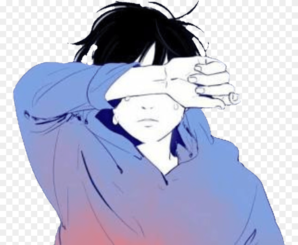 Blue Sad Aesthetics Blueaesthetic Cry Boy Lost Aesthetic Anime Boys Sad, Book, Comics, Publication, Adult Free Png Download