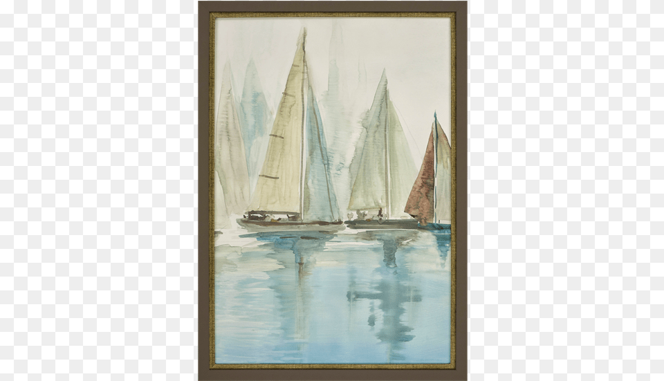 Blue Sailboats Ii Painting, Art, Boat, Sailboat, Transportation Free Png Download