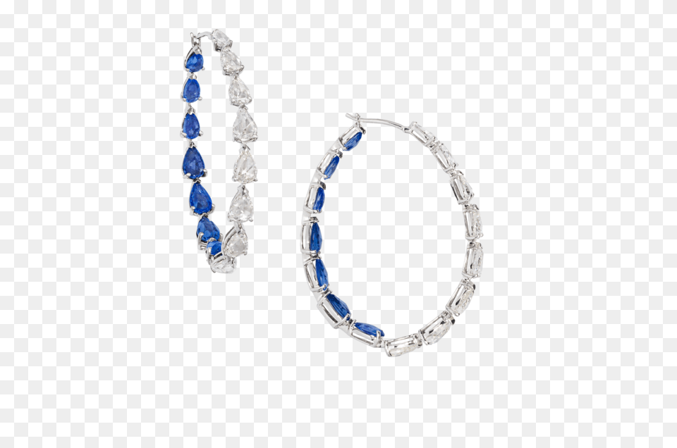 Blue Sapphire Hoop Earrings Pes Earrings, Accessories, Earring, Gemstone, Jewelry Free Png