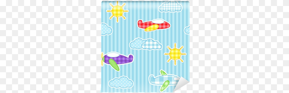 Blue Seamless Pattern With Cute Planes Clouds And Papel De Infantil, Applique, Animal, Turtle, Sea Life Free Transparent Png