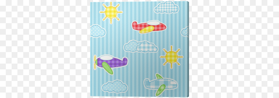 Blue Seamless Pattern With Cute Planes Clouds And Papel De Infantil, Applique, Home Decor Free Png Download