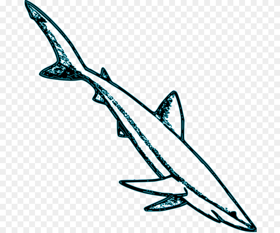 Blue Shark Blue Shark Outline In Blue, Bow, Weapon, Animal, Sea Life Png