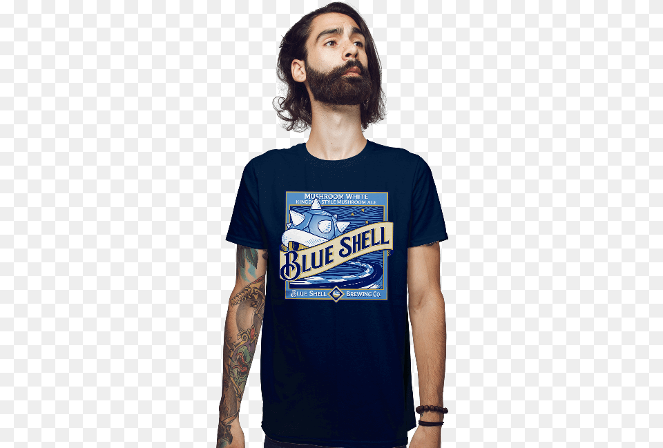 Blue Shell Beer Saiyan, Tattoo, Beard, Clothing, Face Free Transparent Png