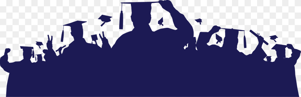 Blue Silhouette Graduation Download Transparent Graduation Silhouette, People, Person, Concert, Crowd Png