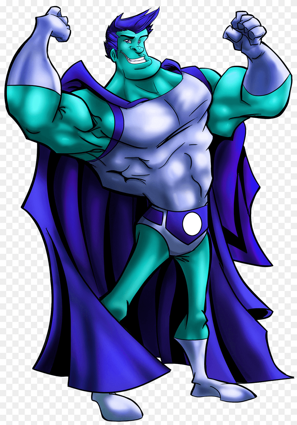 Blue Skinned Hero Clipart, Cape, Clothing, Person, Costume Png