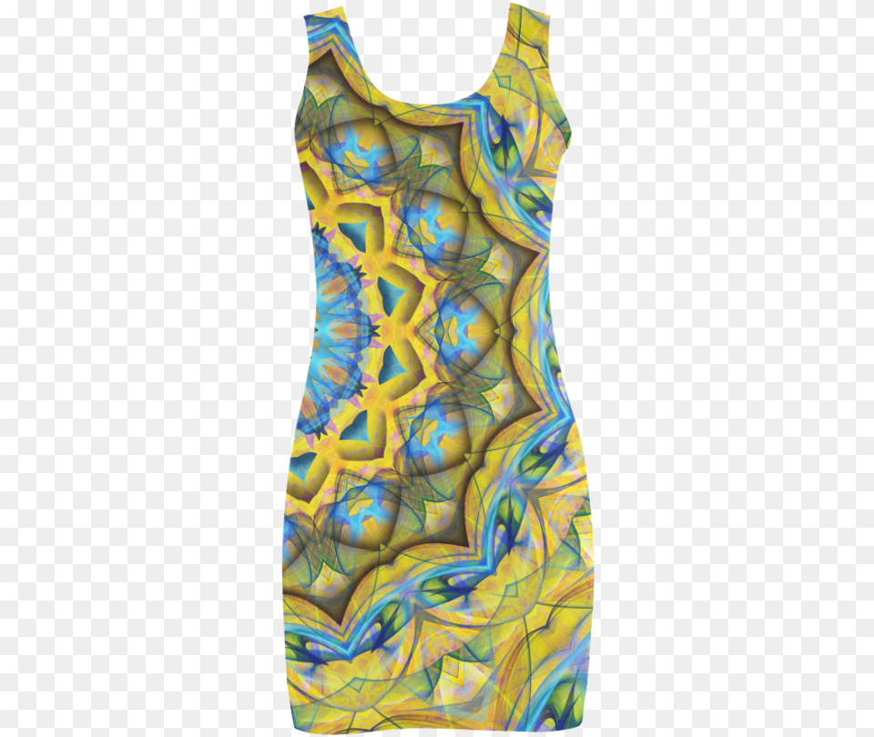 Blue Sky Golden Cornfield Mandala Abstract Art Medea Day Dress, Clothing, Tank Top, Person, Pattern Free Png Download