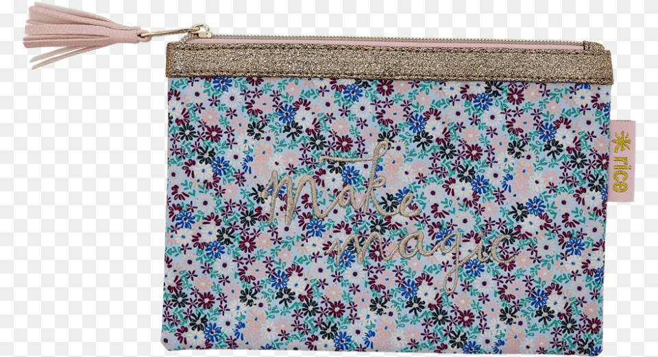 Blue Small Flower Print Zipped Pouch By Rice Dk Pencil Case, Accessories, Bag, Handbag Free Png
