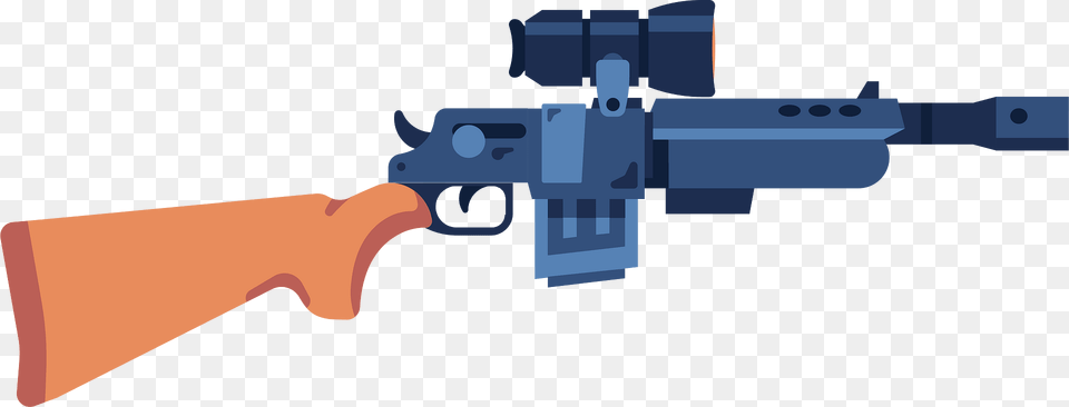 Blue Sniper Rifle Clipart, Firearm, Gun, Weapon Png Image