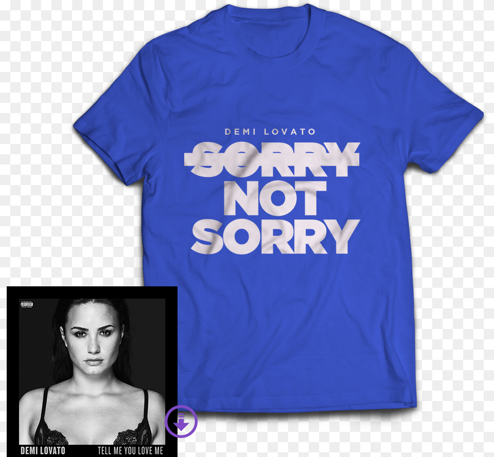 Blue Sns Tee Super Digital Album Demi Lovato Tell Me You Love Me Vinyl, Adult, Clothing, Female, Person Free Png Download