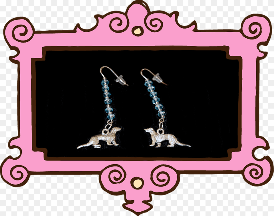 Blue Sparkle Ferret Earrings Frame Black And White Clipart, Accessories, Earring, Jewelry, Necklace Free Png Download