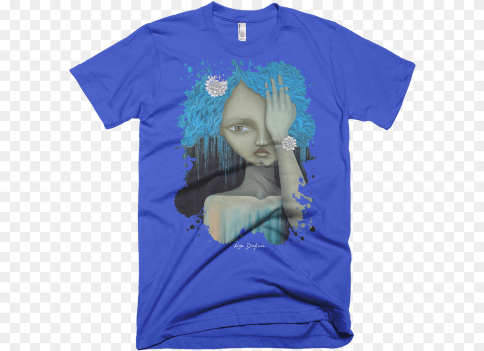 Blue Splatter Unisex Graphic Crew T Shirt T Shirt, Clothing, T-shirt, Face, Head Png Image