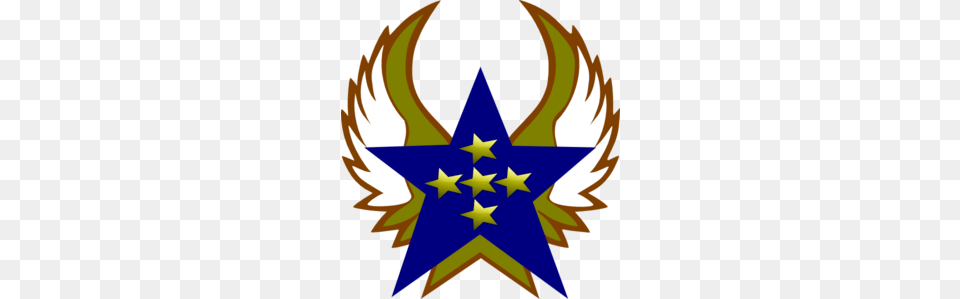 Blue Star With Gold Star And Wings Clip Art, Symbol, Star Symbol, Person Free Png