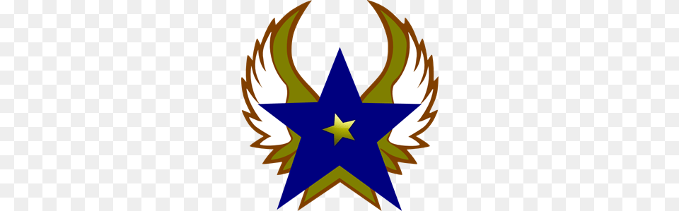 Blue Star With Gold Star And Wings Clip Art For Web, Symbol, Star Symbol, Person Free Png