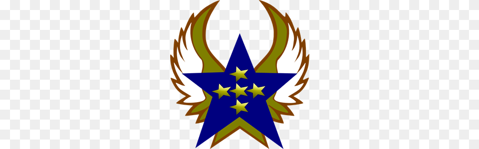 Blue Star With Gold Star And Wings Clip Art For Web, Symbol, Star Symbol, Person Png Image