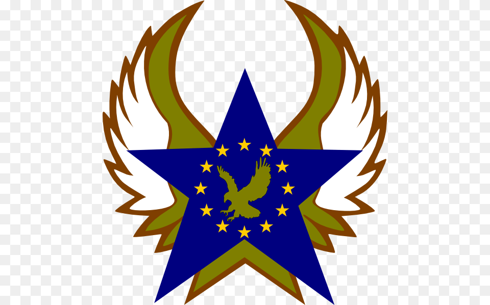 Blue Star With Gold Stars And Eagle Clip Art, Symbol, Star Symbol, Emblem, Animal Free Png