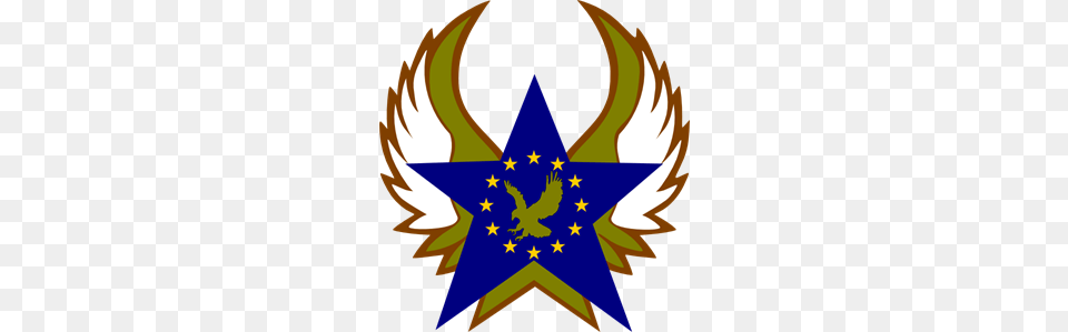 Blue Star With Gold Stars And Eagle Clip Art For Web, Symbol, Emblem, Star Symbol, Person Free Transparent Png