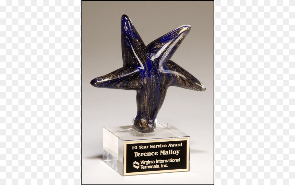 Blue Starfish Art Glass Award, Smoke Pipe, Trophy Free Png