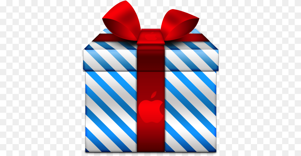 Blue Stripe Christmas Gift With Apple Icon Clipart Caja De Regalo Navidad, Dynamite, Weapon Free Png