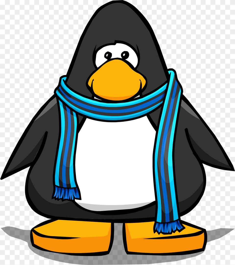 Blue Striped Scarf On A Player Card Club Penguin, Animal, Bird Png