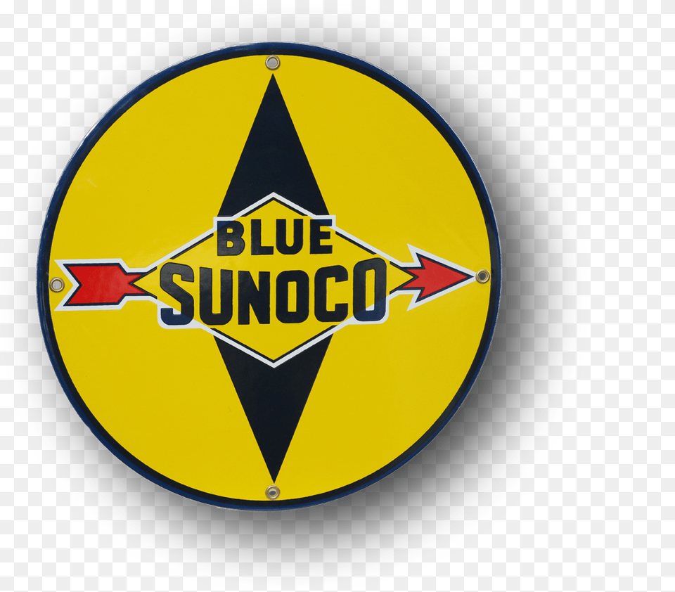 Blue Sunoco Porcelain 14quot Vintage Blue Sunoco Sign, Logo, Symbol, Road Sign Png Image
