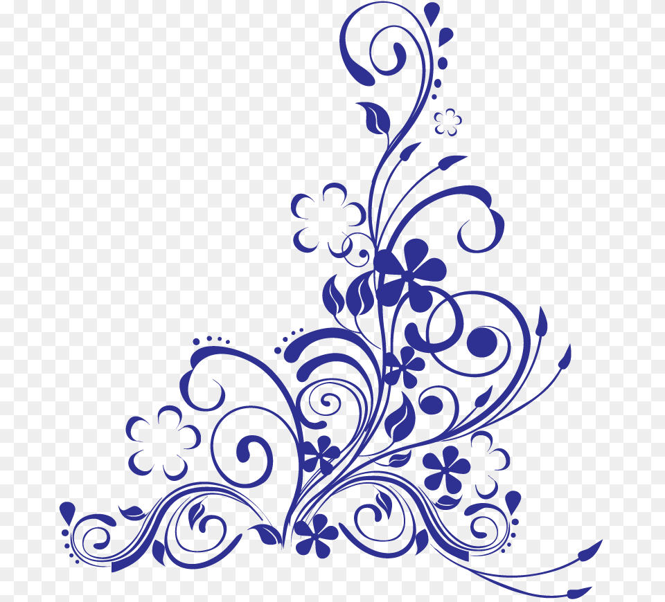 Blue Swirl W Flowers Royal Blue Floral Design, Art, Floral Design, Graphics, Pattern Png Image