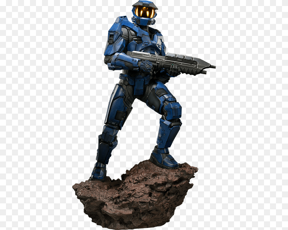 Blue Team Leader Statue Halo Blue Team, Person, Gun, Weapon Free Png