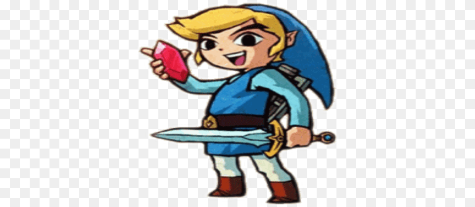 Blue Toon Link With Rupee Roblox Four Swords Blue Toon Link, Baby, Person, Face, Head Png