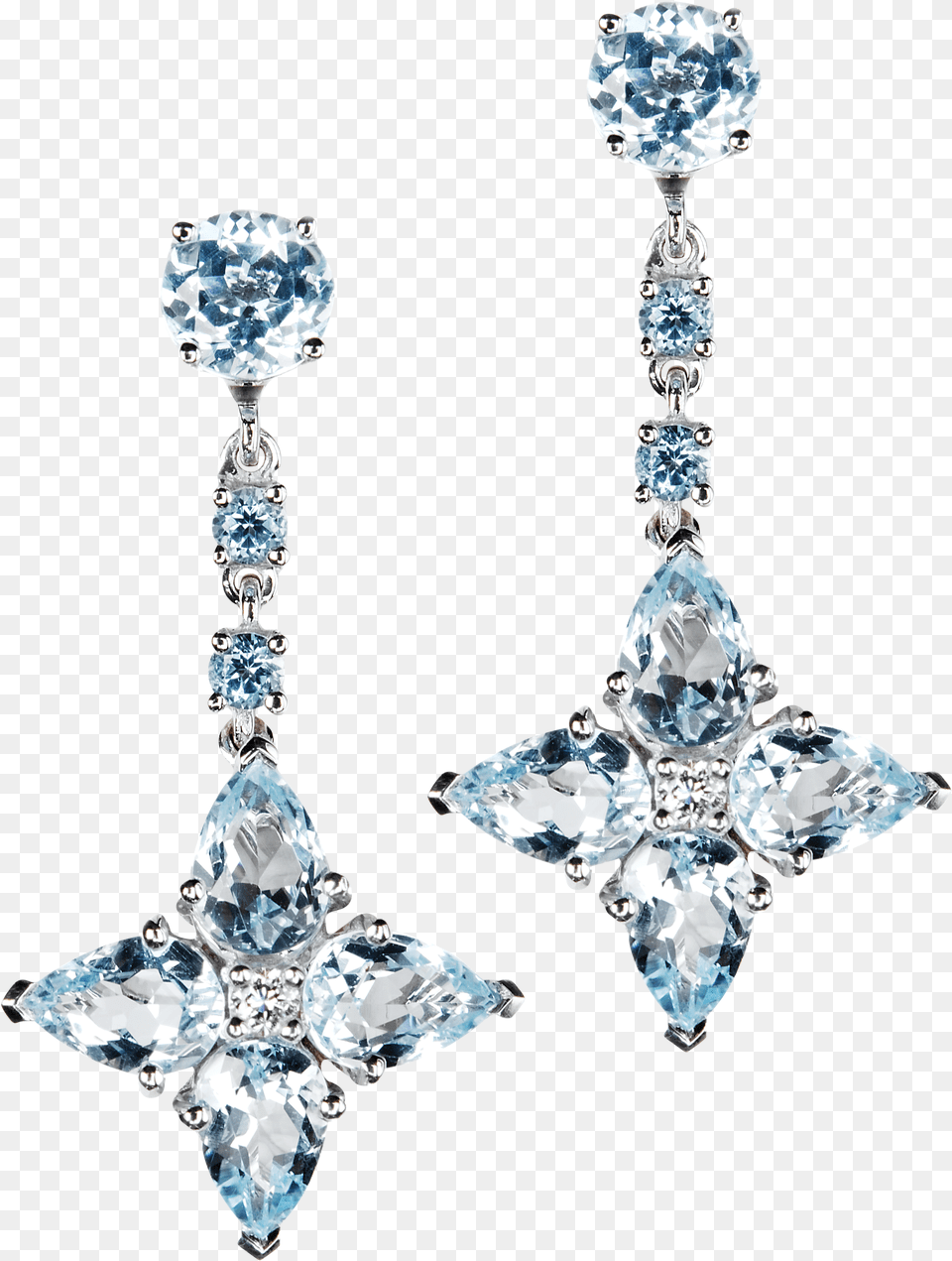 Blue Topaz Three Tier Earrings Silver, Accessories, Diamond, Earring, Gemstone Free Png Download
