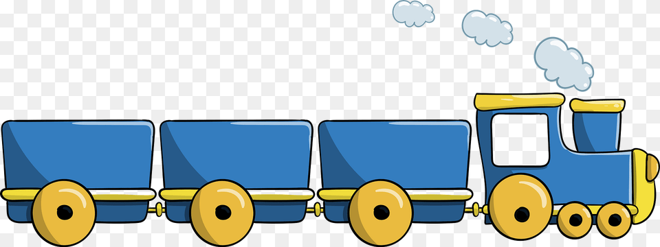 Blue Toy Train Engine And Three Train Cars Clipart, Trailer Truck, Transportation, Truck, Vehicle Free Png