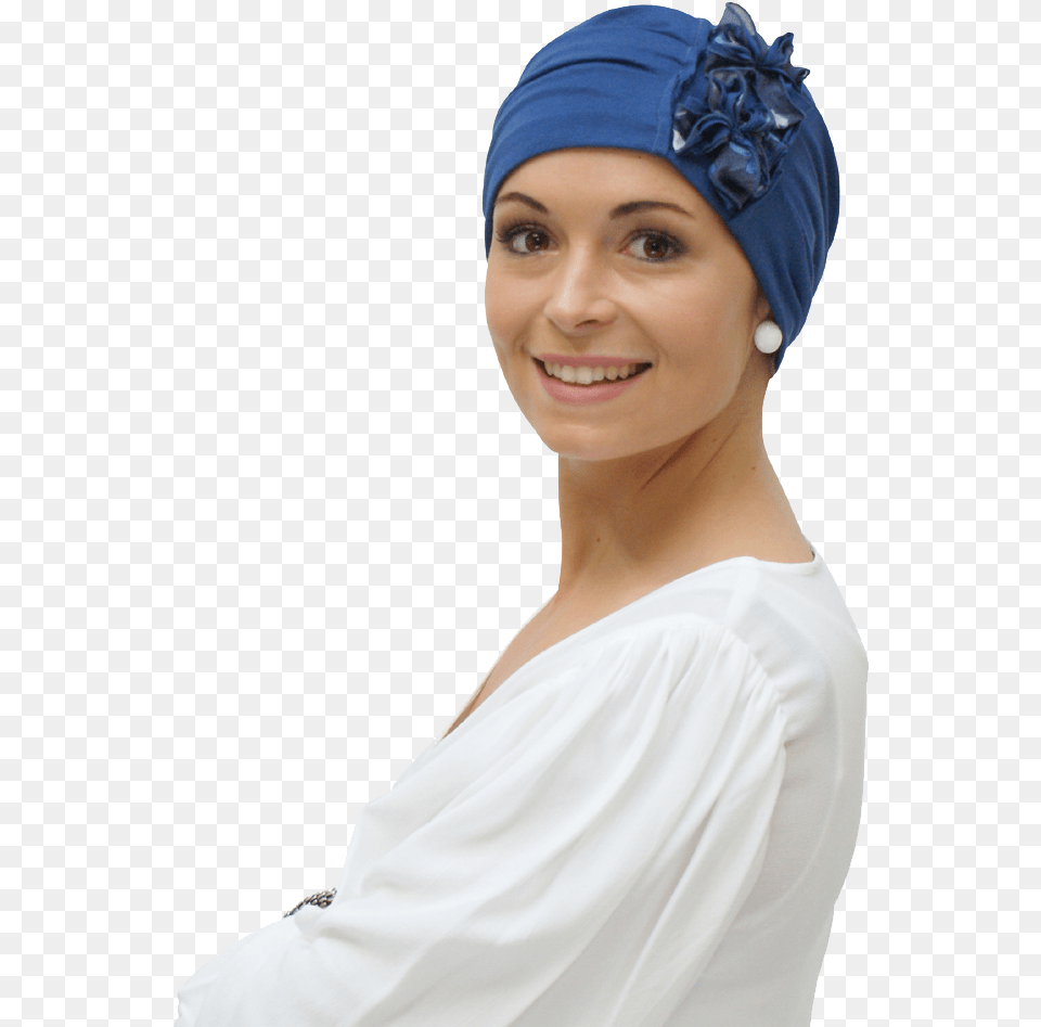 Blue Turban With Bows For Cancer Hair Loss Rae Chemo Turban, Woman, Person, Hat, Female Png