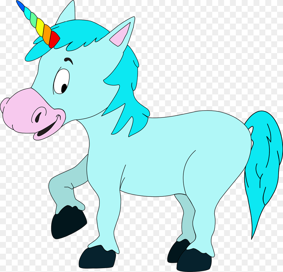 Blue Unicorn Clipart, Cartoon, Baby, Person, Head Png Image